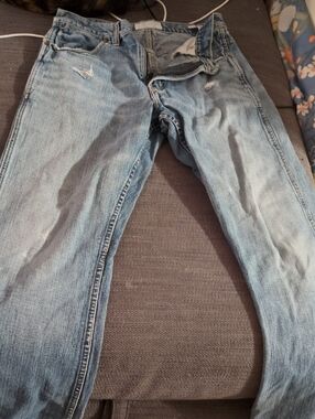American Eagle Distressed  Outfitters Light Blue Straight  Bootcut Jeans